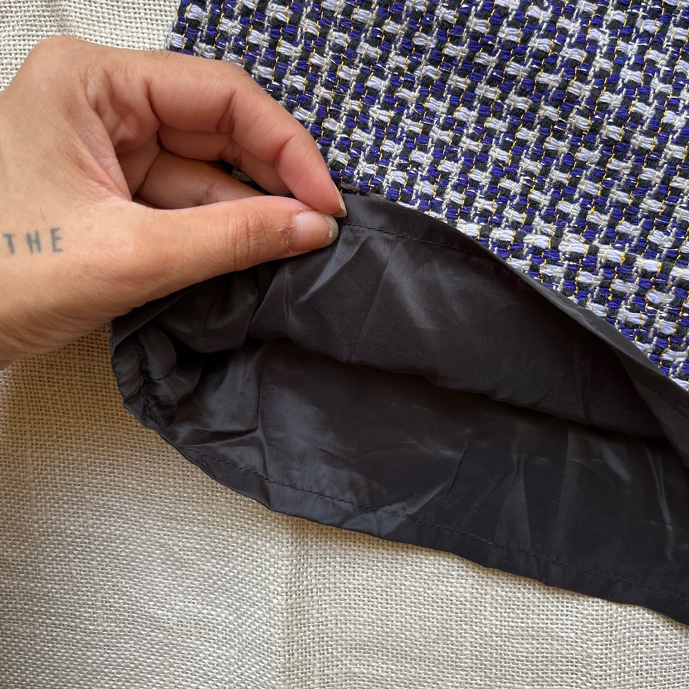 Royal Blue and White Tweed Skirt - Picture 4 of 8